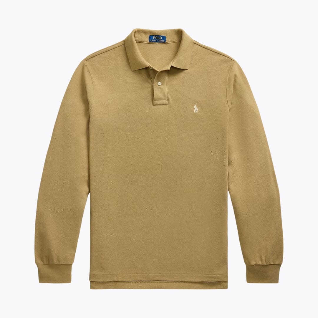 Mesh Long-Sleeve Polo Shirt