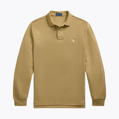 Mesh Long-Sleeve Polo Shirt