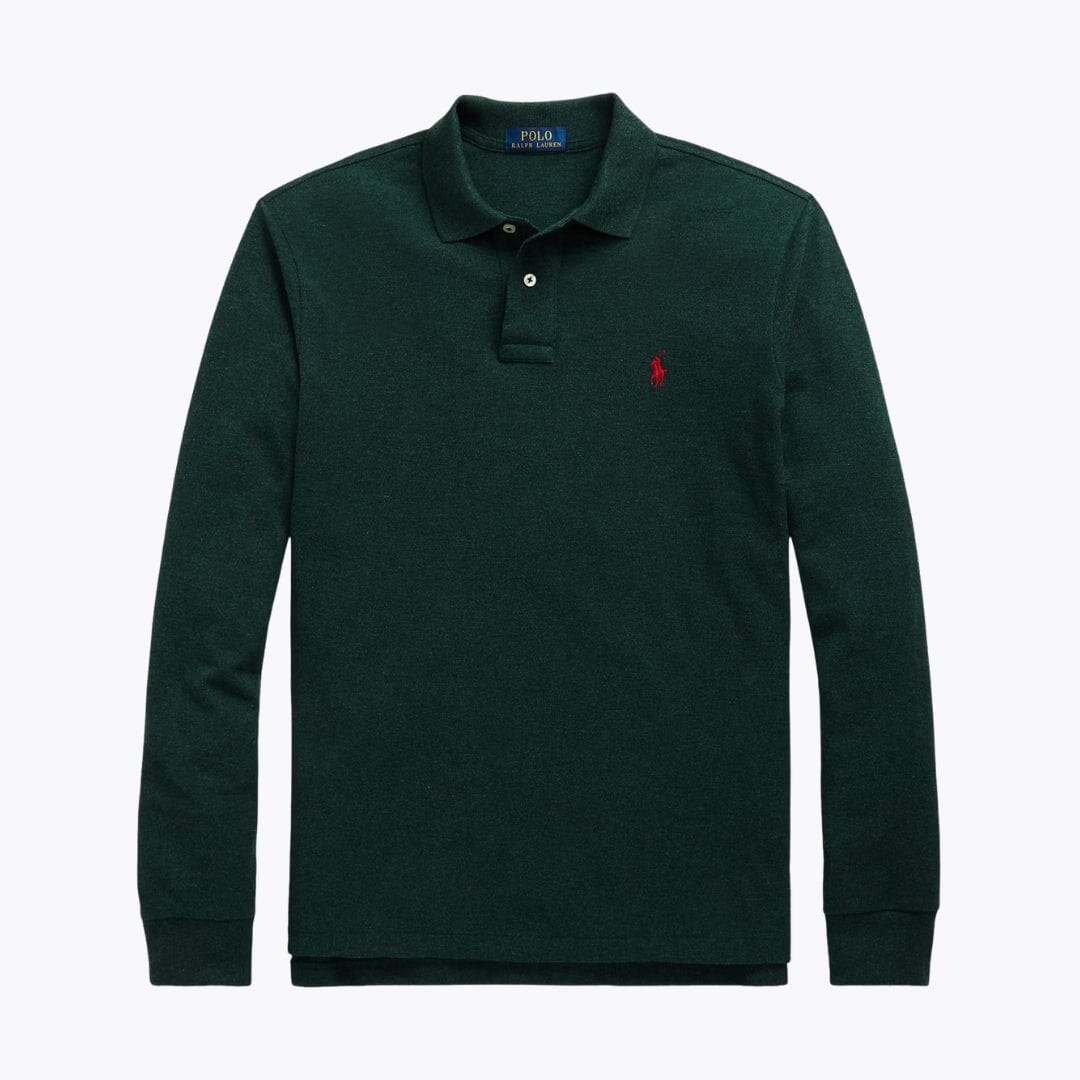Mesh Long-Sleeve Polo Shirt