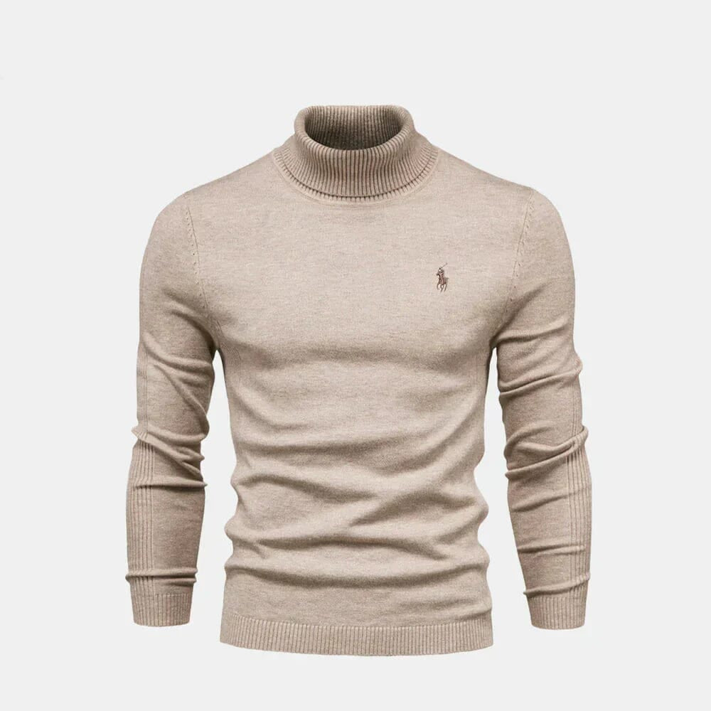 Turtleneck Cable-Knit Wool Knit Sweater