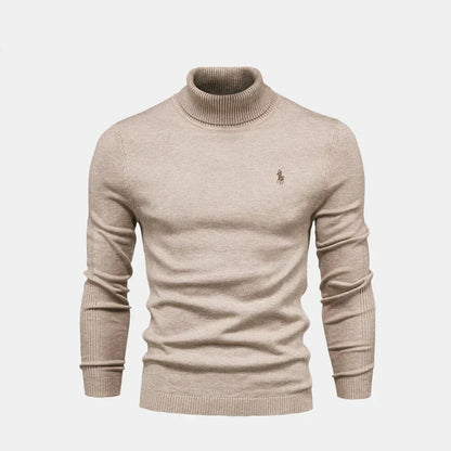 Turtleneck Cable-Knit Wool Knit Sweater