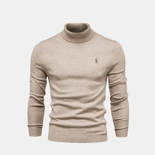 Turtleneck Cable-Knit Wool Knit Sweater