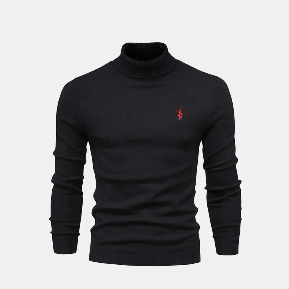 Turtleneck Cable-Knit Wool Knit Sweater