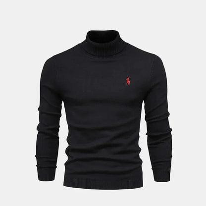 Turtleneck Cable-Knit Wool Knit Sweater