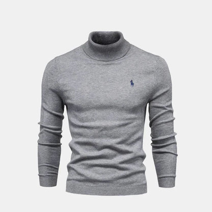 Turtleneck Cable-Knit Wool Knit Sweater